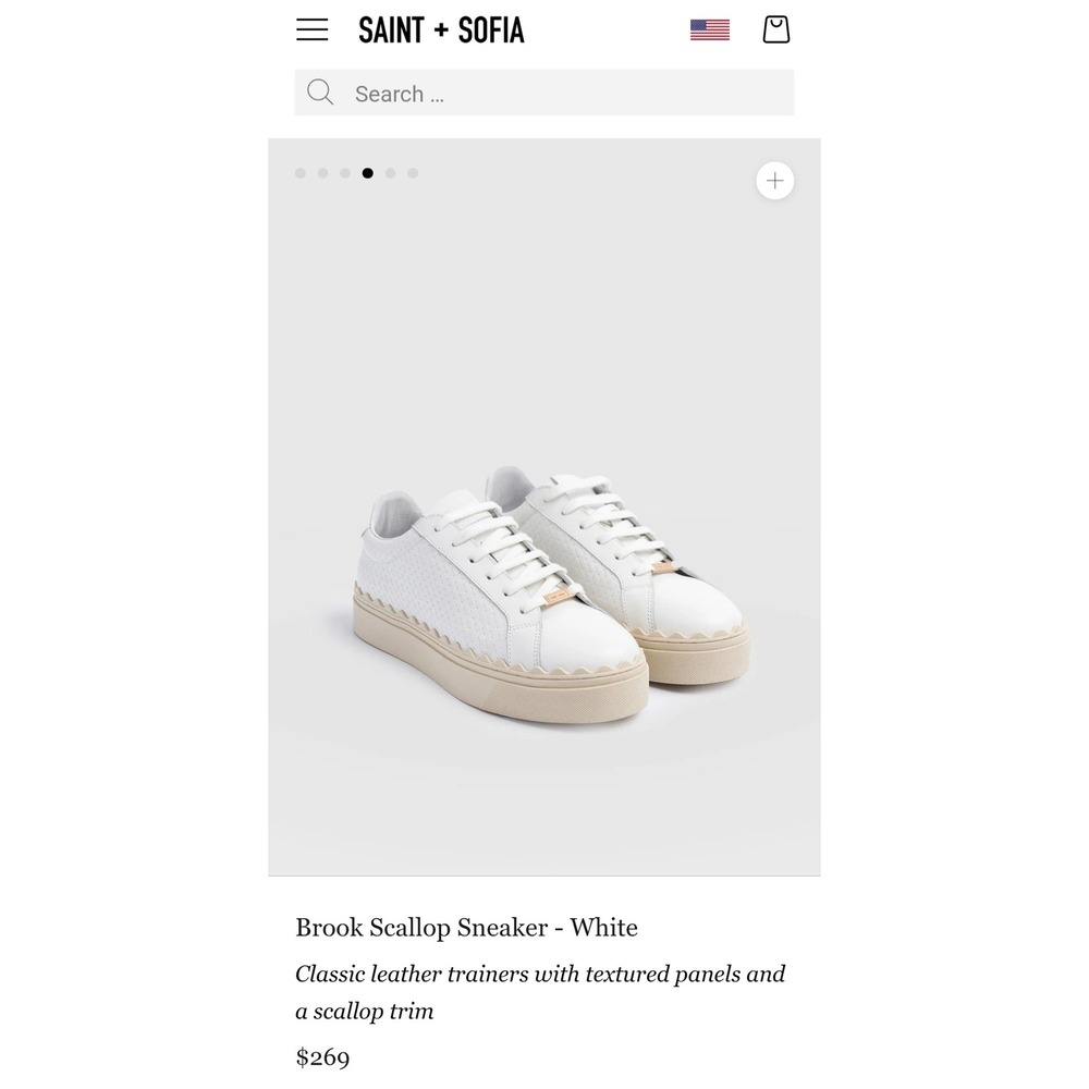 Saint + Sofia Brook Scallop Sneaker White Leather Platform Trainer 1017252 US 11